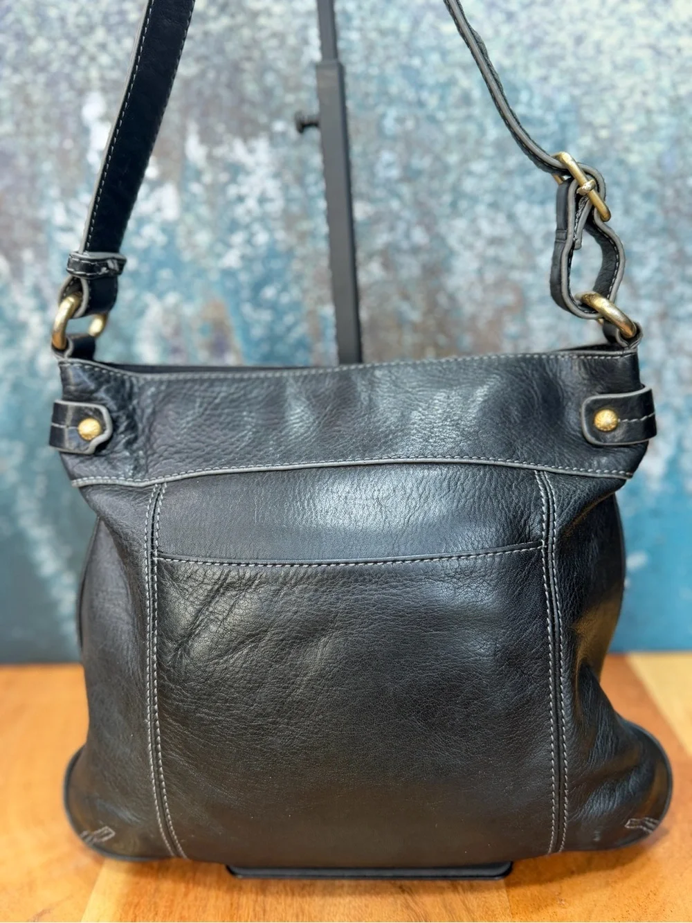 Liz Claiborne Old Money Vintage Black Leather Shoulder Bag VGUC